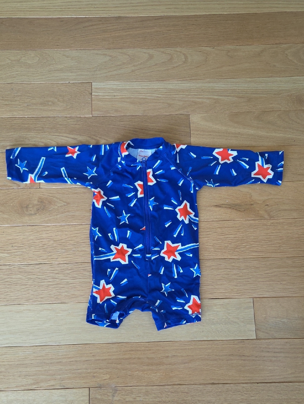 Hanna Andersson Blue One-Piece Swimsuit with Red Star Print